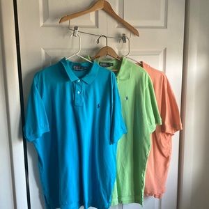 Polo mens casual shirts EUC XXL salmon, green, blue